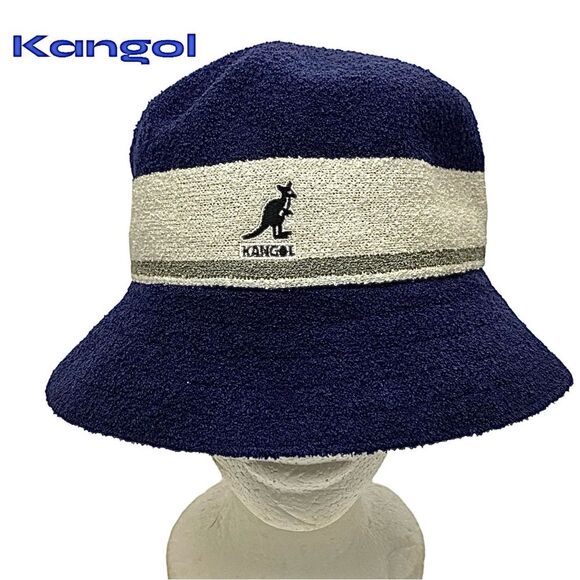 Kangol Bucket Hat Men’s Navy | White Bermuda Stripe Pre-Owned - Picture 1 of 6